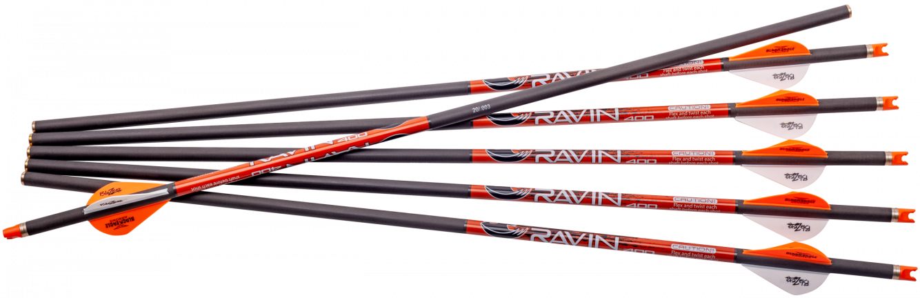 Ravin Crossbows Xbow Arrow Carbon W/2in Offset Vanes 400GR .003in 6PK