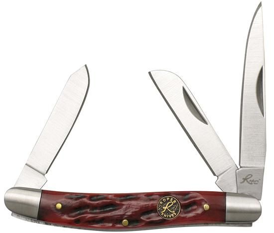 Abkt Roper Stockman 2.5 in Blade Jigged Red Bone Handle view 2