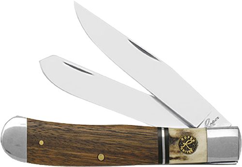 Rock Ridge Outdoors Abkt Roper Laredo Stag Trapper 3.25in Wood/Bone Handle