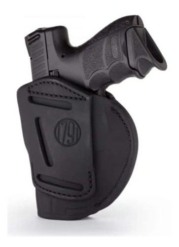 1791 Gunleather 4WH1SBLR 4-Way IWB/OWB 01 Stealth Black Leather Belt Clip F view 3