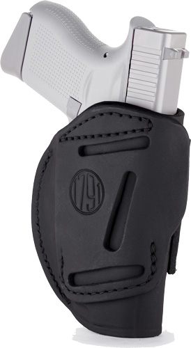 1791 Gunleather 4WH1SBLR 4-Way IWB/OWB 01 Stealth Black Leather Belt Clip F view 4