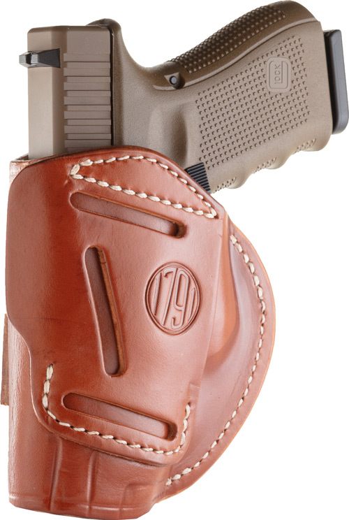 1791 Gunleather 4WH5CBRR 4-Way IWB/OWB 05 Classic Brown Leather Belt Clip F view 2