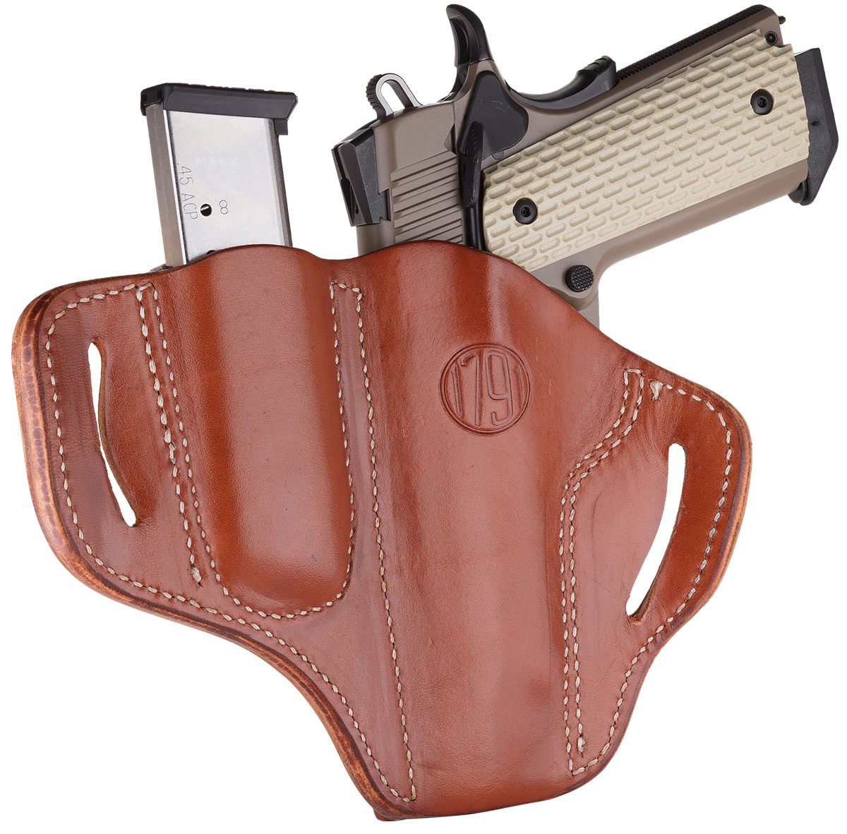 1791 Gunleather BH1M1CBRR Combo OWB 01 Classic Brown Leather Belt Slide Fit