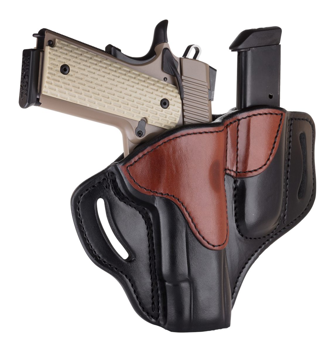 1791 Gunleather BH1M1BLBR Combo OWB 01 Black/Brown Leather Belt Slide Fits