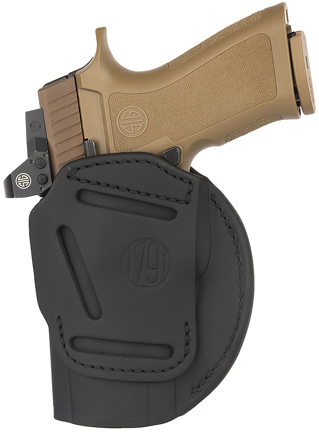 1791 Gunleather 4WH6SBLR 4-Way IWB/OWB Size 06 Black Leather Belt Clip Comp