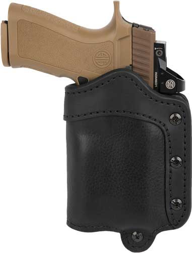 1791 Gunleather UCLB24NSBR Ultra Custom Light Bearing OWB Size 2.4 Night Sky Black Leather Belt Loop Fits Sig P320/Springfield XD-M Right Hand view 2