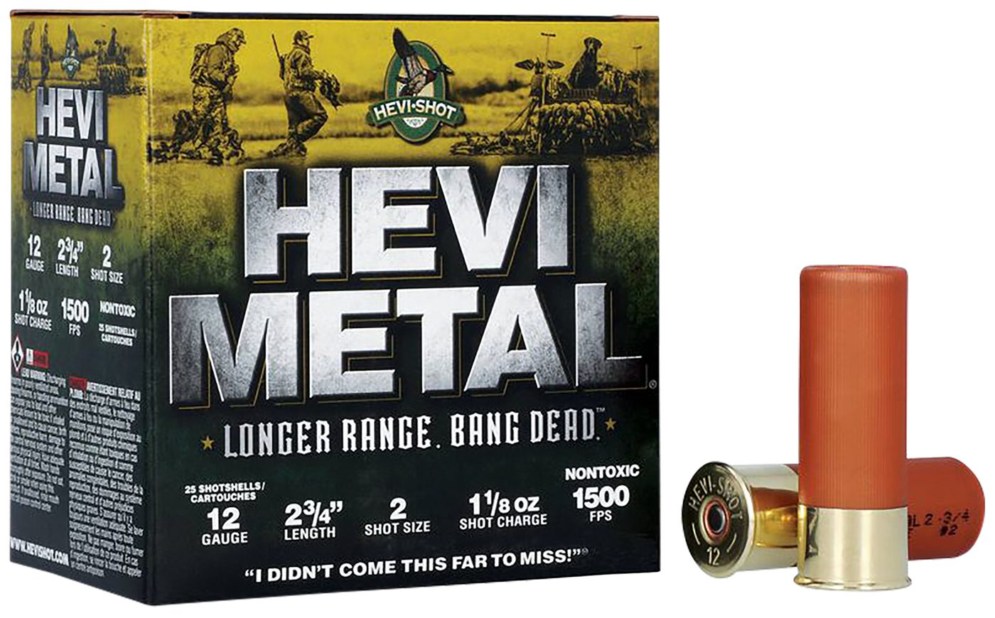 Hevi-Metal HS38702 Longer Range 12 Gauge 2.75in 1 1/8oz 2 Shot 25 Per Box/1