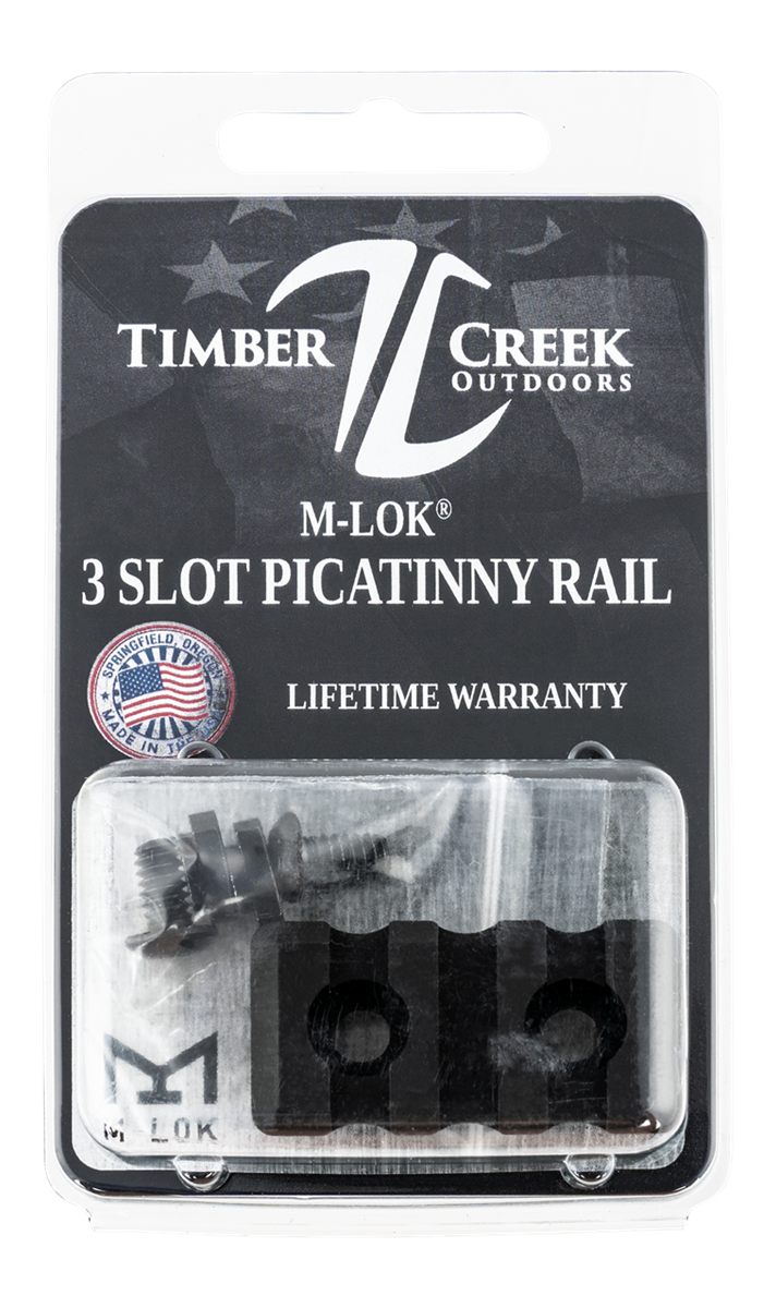 Timber Creek Outdoors M3SPRBL M-LOK 3 Slot Picatinny Rail Black Anodized
