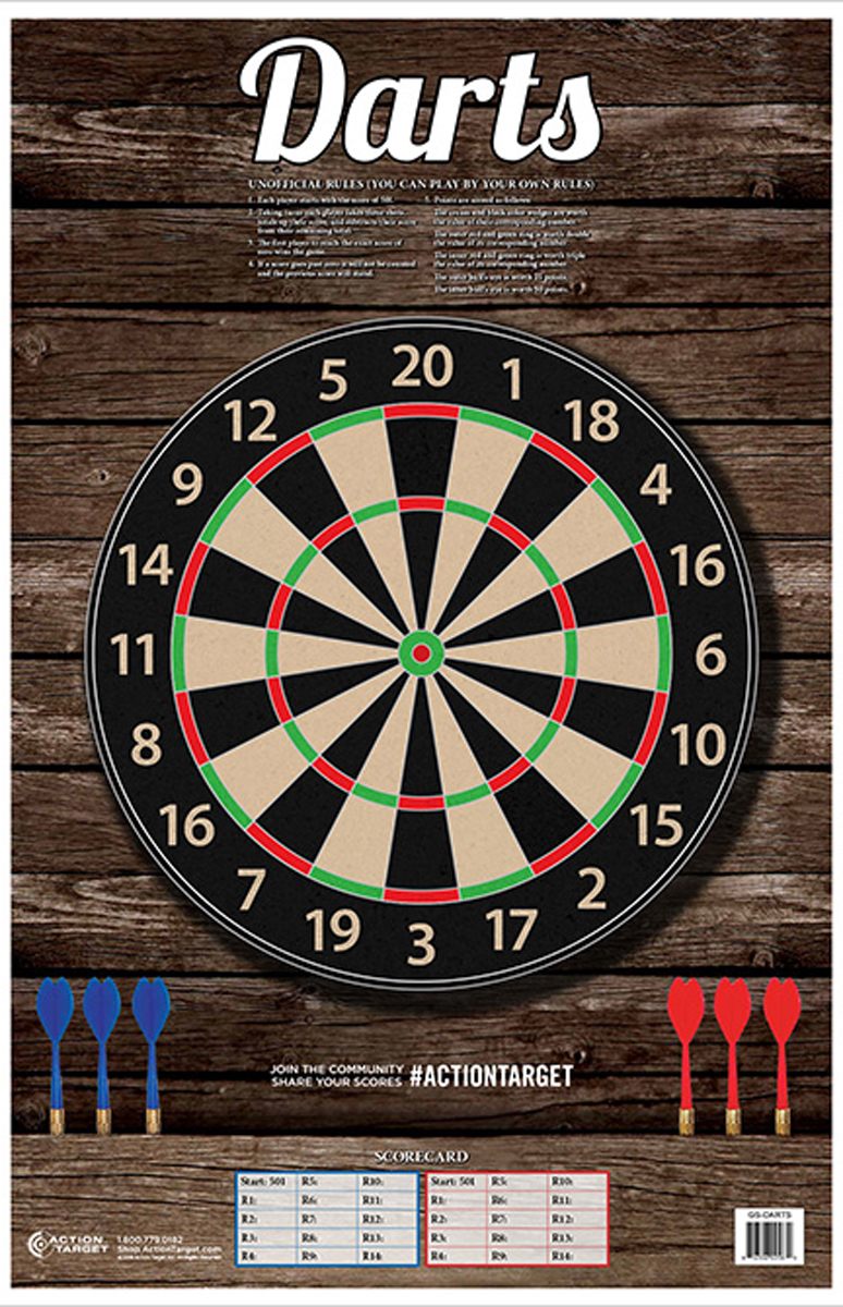 Action Target GSDARTS100 Entertainment Dart Board Paper Hanging 23in x 35in