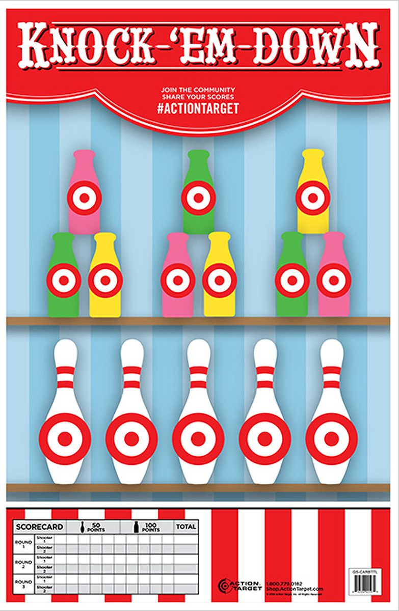 Action Target GSCARBTTL100 Entertainment Knock-'Em-Down Bottles/Pins Paper