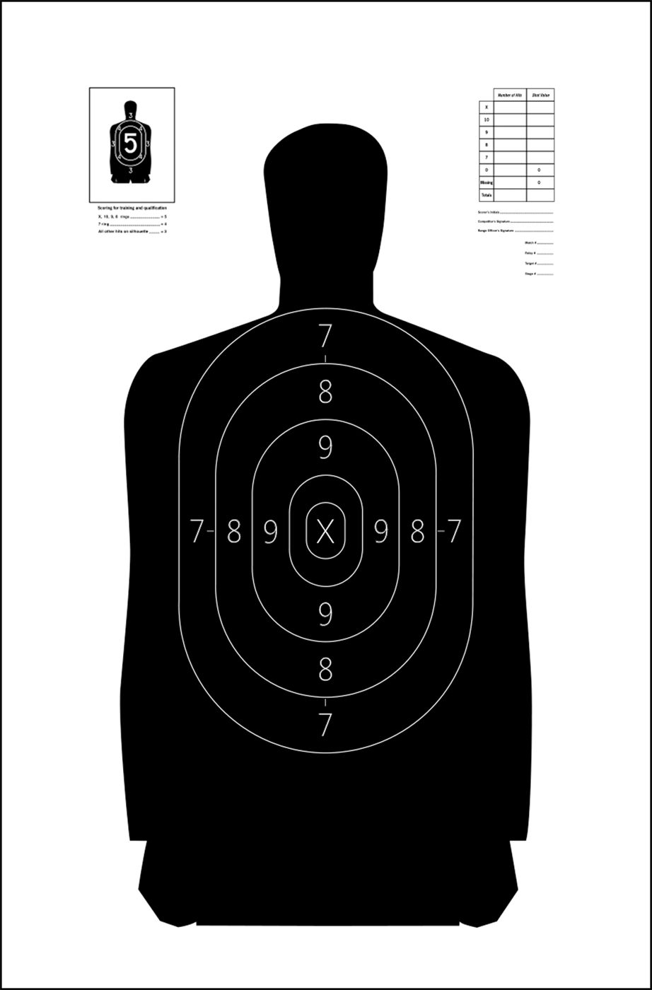 Action Target S29100 Qualification Silhouette Heavy Paper Hanging 11.50in x