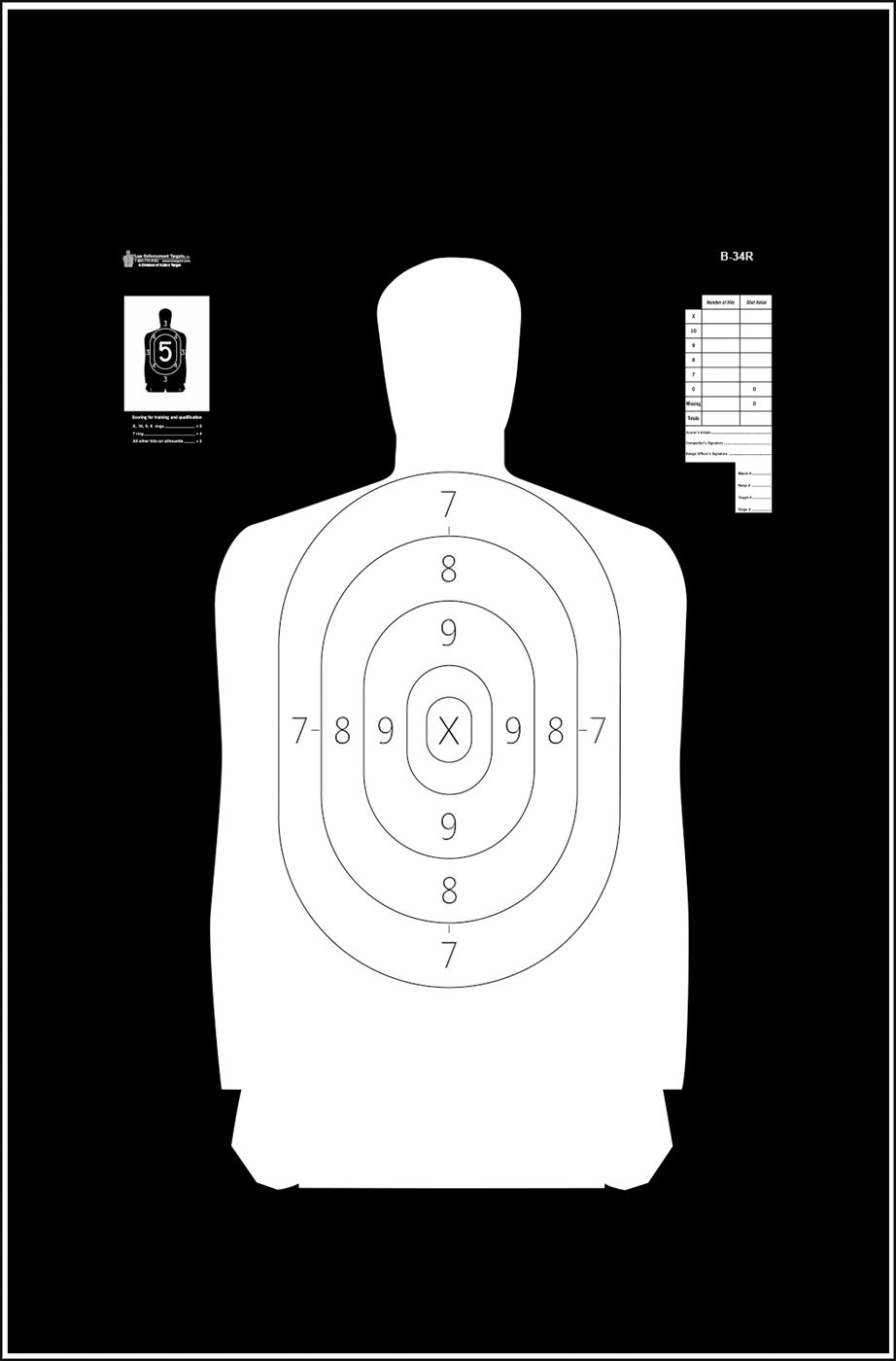 Action Target B34R100 Qualification Reverse Silhouette Paper Hanging 25 yds