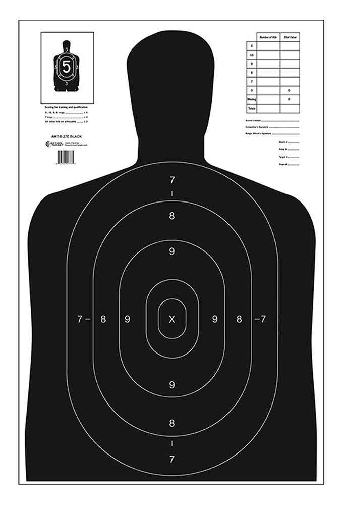 Action Target B27EBLACK100 Qualification Economy Silhouette Paper Hanging 2