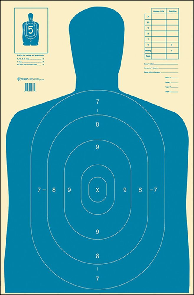 Action Target B27EBLUE100 Qualification Economy Silhouette Paper Hanging 23