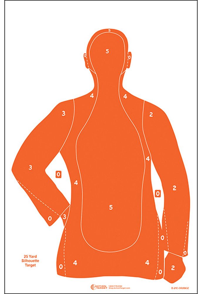 Action Target B21EORANGE100 Qualification Silhouette Paper 23in x 35in Oran