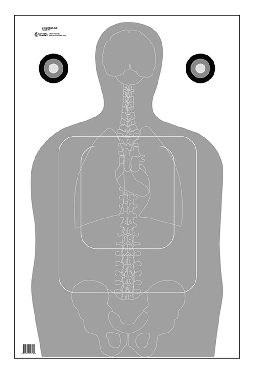 Action Target FTQ15ANTAV2100 Qualification Silhouette/Vitals Paper 23in x 3