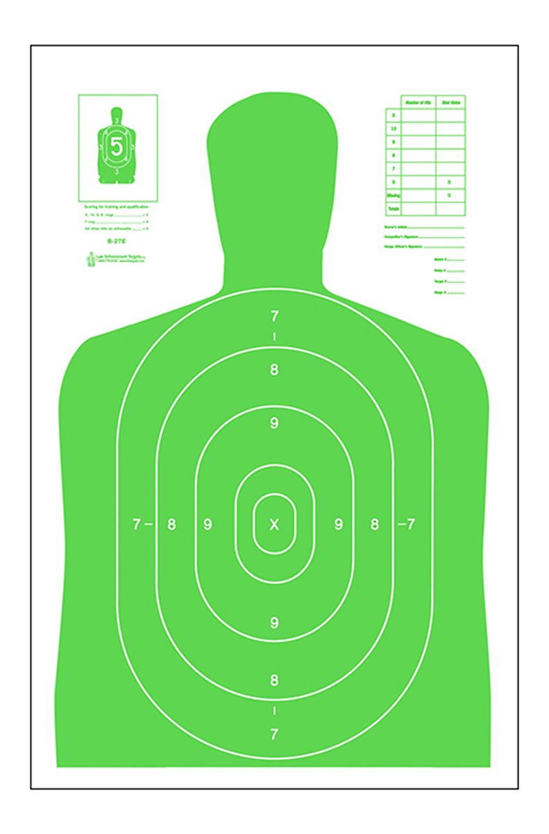 Action Target B27ELGR100 Qualification High Visibility Silhouette Paper 23i