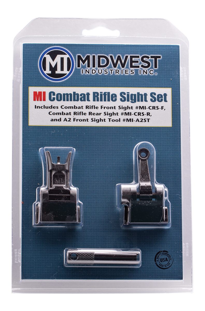 Midwest Industries Micrsset Combat Rifle Sight Set Black Flip Up Front Rear