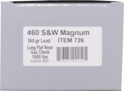 Underwood Ammo 726 Gas Check 460S WMag 360gr Hard Cast Long Wide Nose 20 Pe view 3