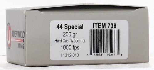 Underwood Ammo Hard Cast Wadcutter Handgun Ammunition 44 Spl 200gr Lswc 100 view 2