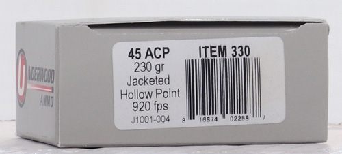 Underwood Ammo 45 ACP 230GR JHP 20RD 10BX/CS view 2