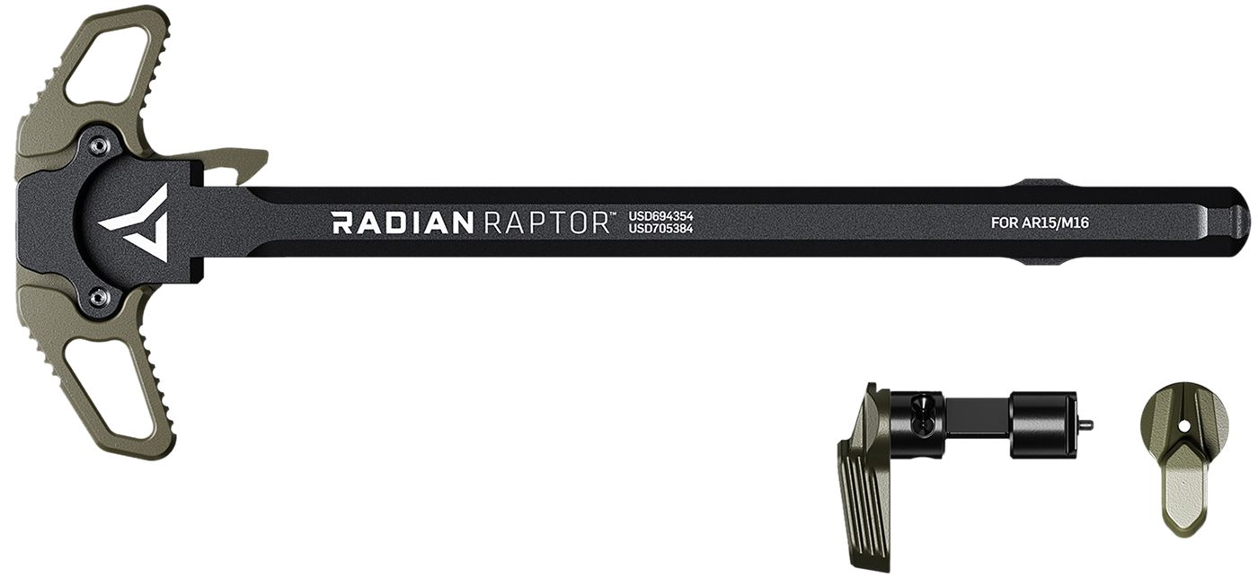 Radian Weapons R0665 Raptor Charging Handle 45/90 Talon Safety, OD, Ambi Co