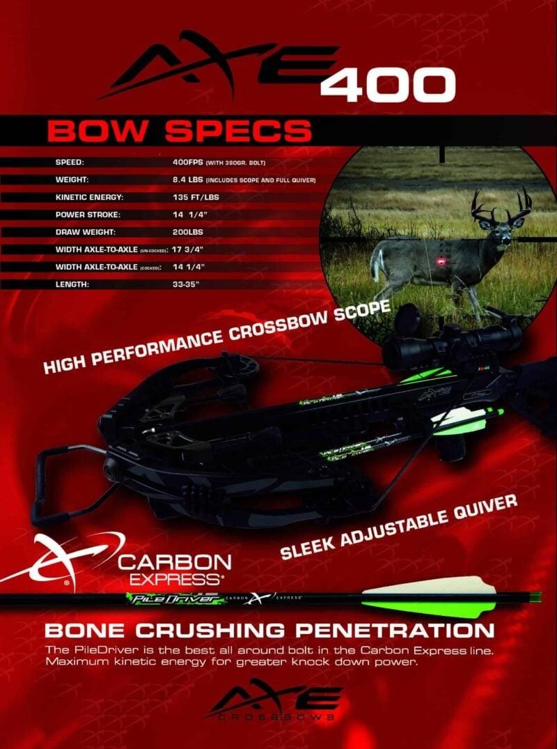 AXE Crossbows Carbon Express 400 with Scope Quiver PileDriver Crossbolts view 2