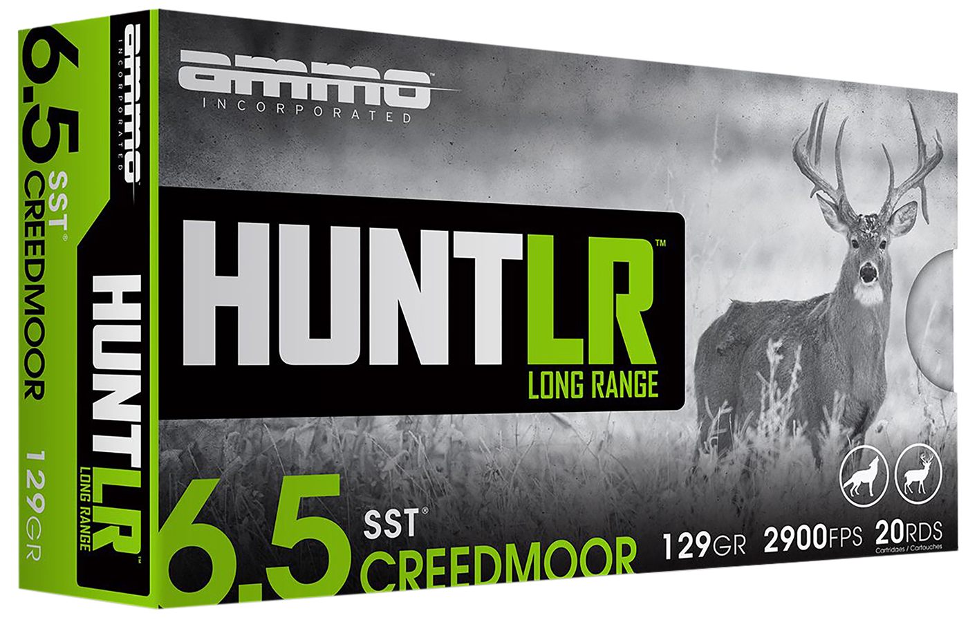 Ammo 65CM129SSTA20 Hunt Long Range 6.5 Creedmoor 129gr Super Shock Tip 20 P