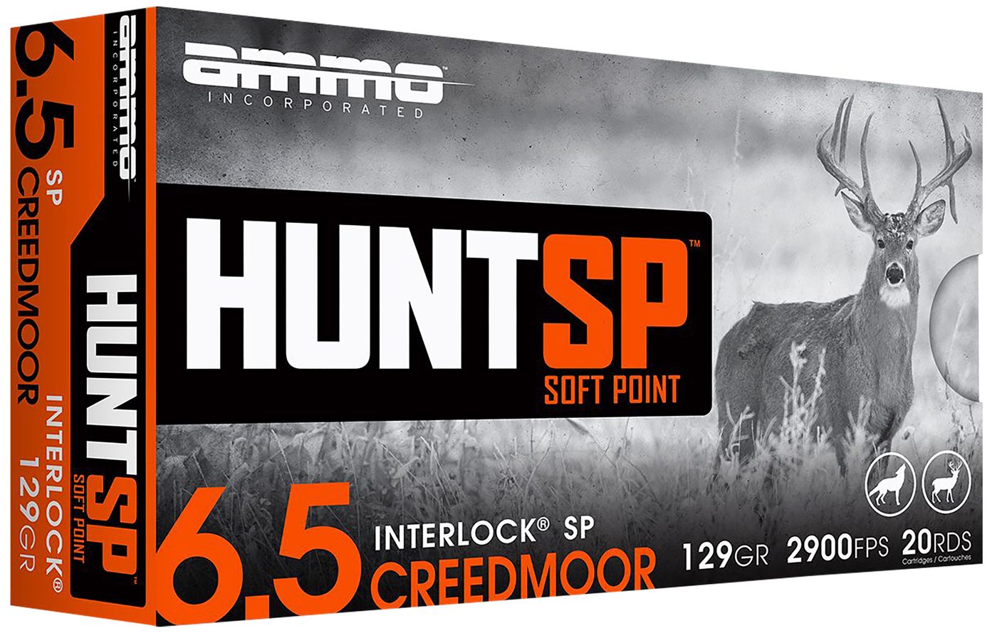 Ammo Incorporated 65CM129SPA20 Hunt 6.5 Creedmoor 129gr Soft Point 20 Per B