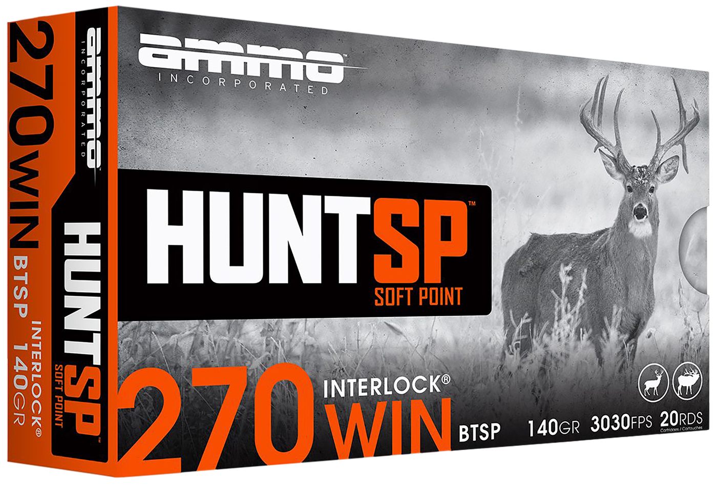 Ammo Incorporated 270W140SPA20 Hunt 270 Win 140gr Soft Point 20 Per Box/10
