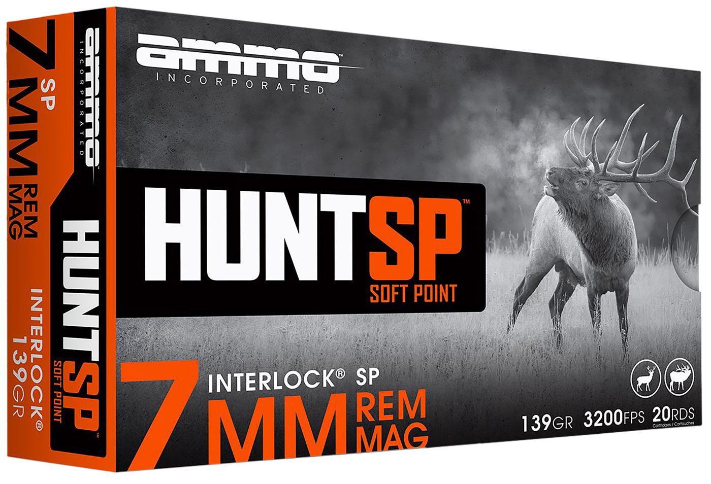 Ammo Incorporated 7MM139SPA20 Hunt 139gr Soft Point 20 Per Box/10 Case
