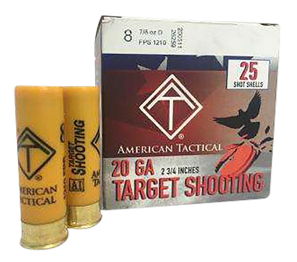 American Tactical ATI Target Load 20 Gauge 2.75in 7/8oz 8 Shot 25 Per Box/1