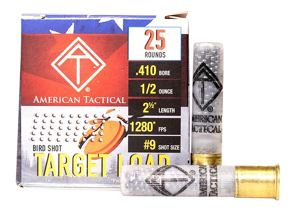 American Tactical ATI Target Load 410 Gauge 2.5in 1/2oz 9 Shot 25 Per Box/1