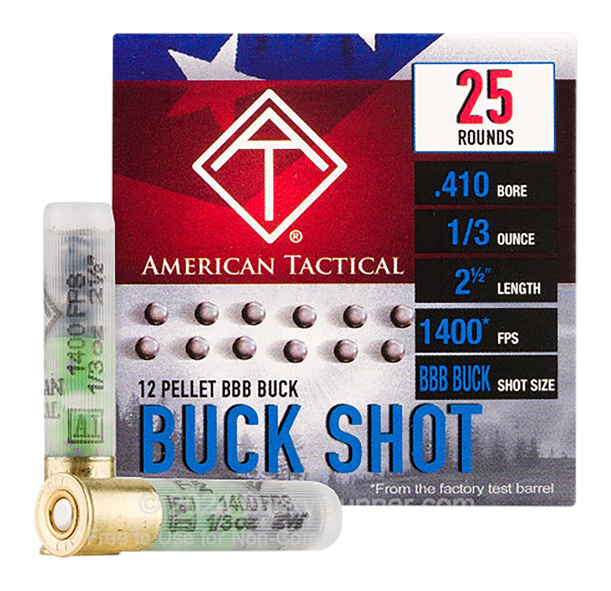American Tactical ATI Shotshell 410 Gauge 12 Pellets BBBShot 25 Per Box/10