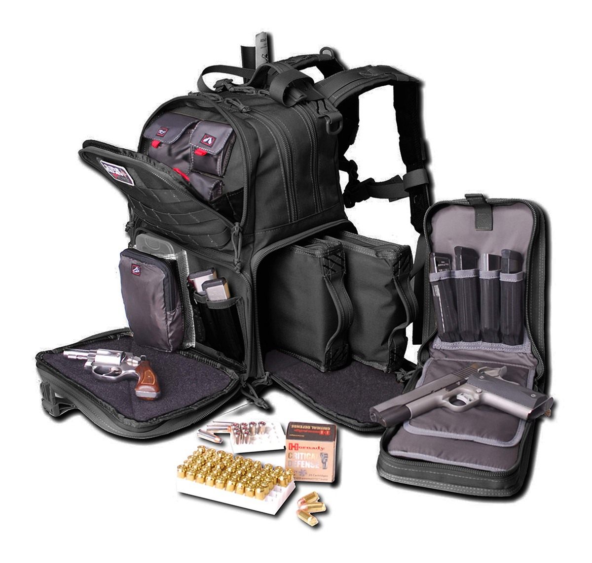 GPS G Outdoors Tactical Range Backpack, Black, Large