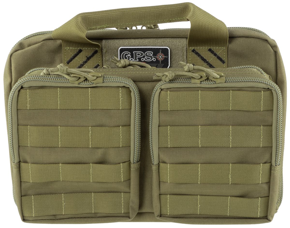 GPS Tactical Quad + 2 Pistol Range Bag | Tan | 6 Handguns Capacity | Durabl