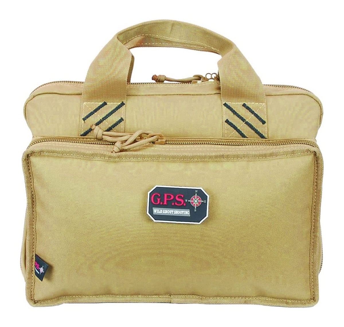 GPS Quad Pistol Range Bag with Mag Storage Dump Cups | Tan | 4 Handguns Cap