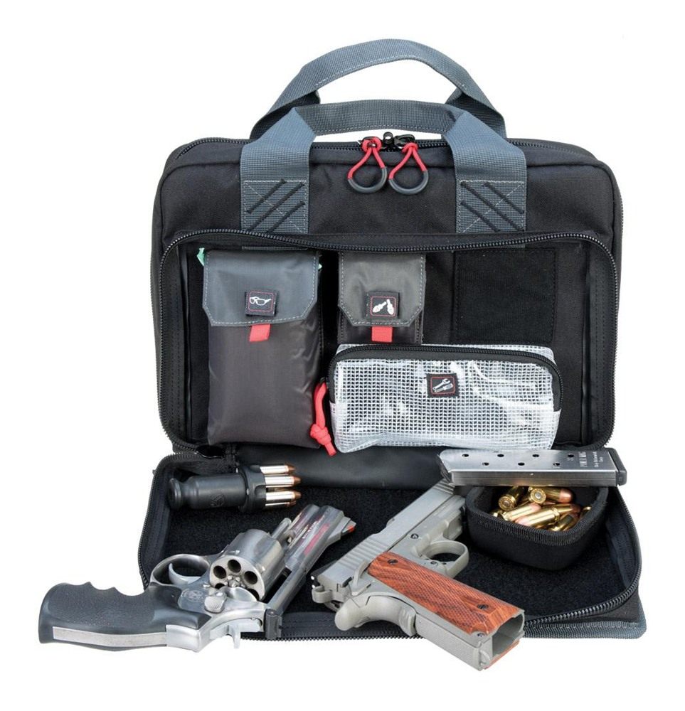 GPS Quad Pistol Range Bag with Mag Storage Dump Cups | Tan | 4 Handguns Cap view 2