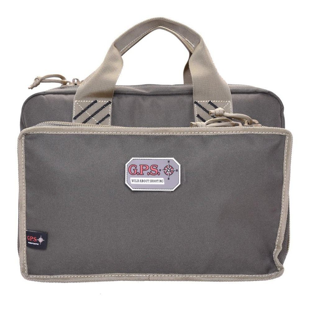GPS Quad Pistol Range Bag with Mag Storage Dump Cups | Tan | 4 Handguns Cap view 3