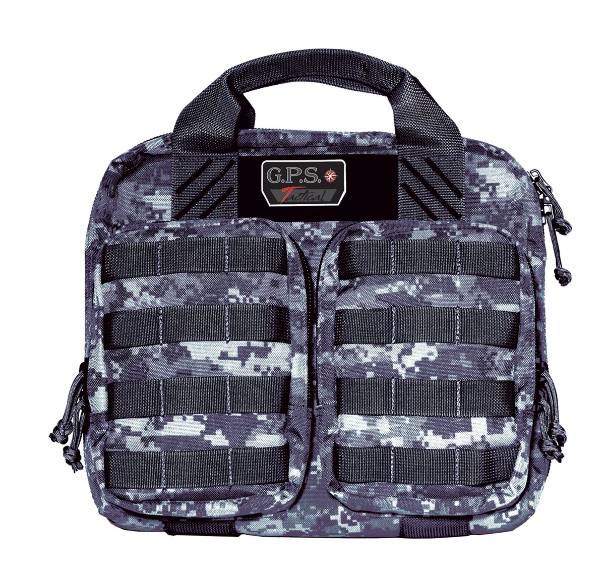 GPS Tactical Double + 2 Pistol Cases Range Bag | Gray Digital | 2 Large- Ha view 2