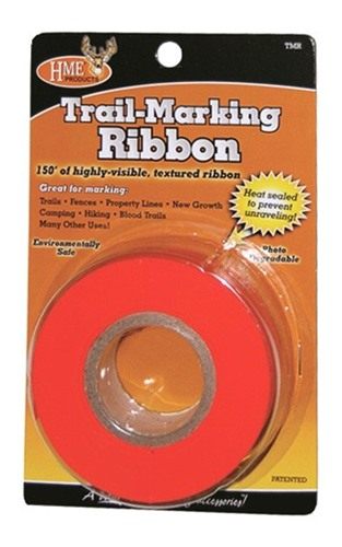 HME 150' Trail Marking Ribbon - Environmentally Safe Fluorescent Orange Rug view 3