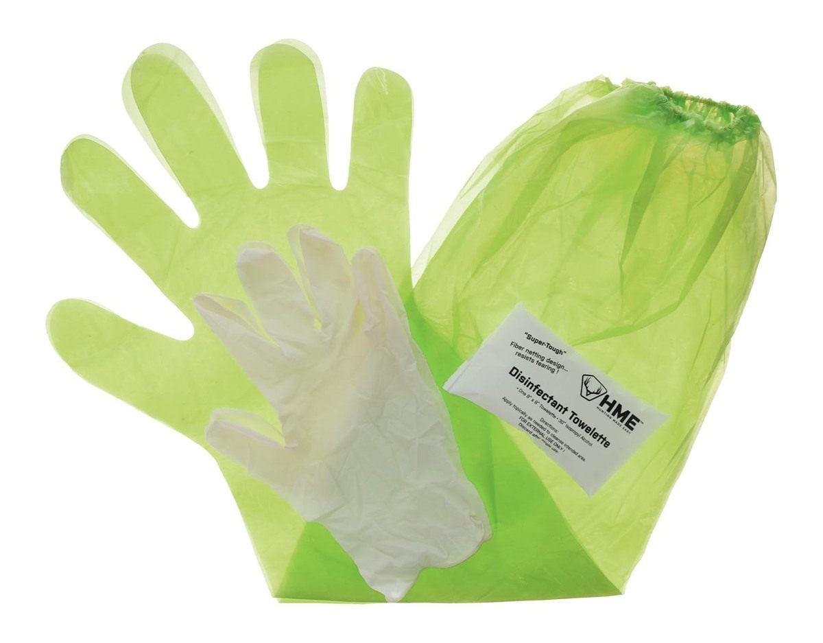 HME Game Cleaning Gloves with Towelette Disposable Shoulder-Length Field Dr