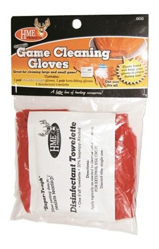 HME Game Cleaning Gloves with Towelette Disposable Shoulder-Length Field Dr view 2