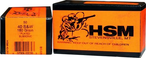 HSM Ammo Subsonic 40 SW 180GR Lead-FN 50RD 20BX/CS