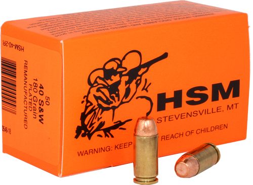 HSM Ammo Remanufactured 40 SW 180GR Pleated Lead-RN 50RD 20BX/CS