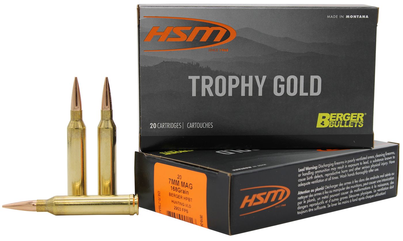 HSM 7MAG168VLD Trophy Gold Extended Range 7mm Rem Mag 168 gr Berger Hunting