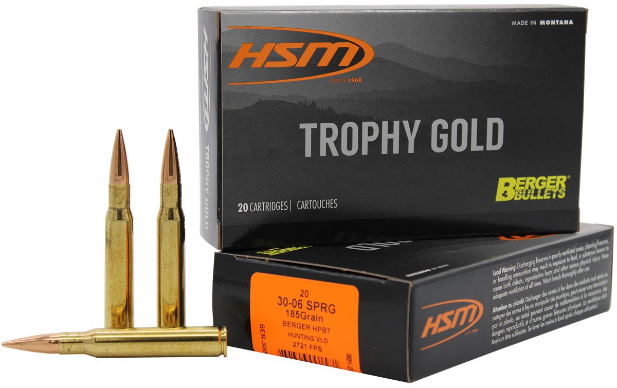 HSM 3006185VLD Trophy Gold Extended Range 30-06 Springfield 185 gr Berger H