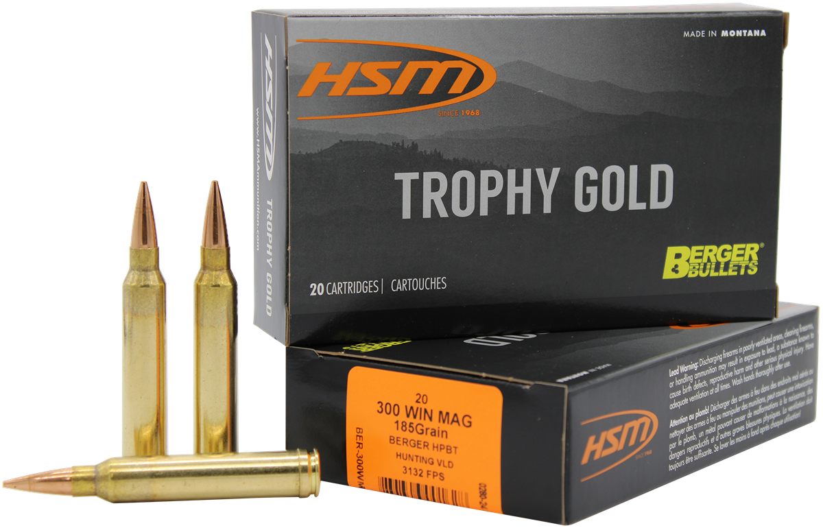 HSM 300WM185VLD Trophy Gold Extended Range 300 Win Mag 185 gr Berger Huntin