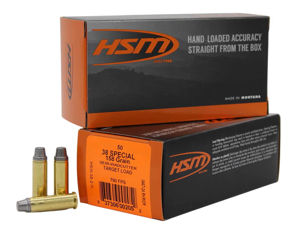 HSM Training Handgun Ammunition .38 Spl 158gr SWC 790 fps 50/ct