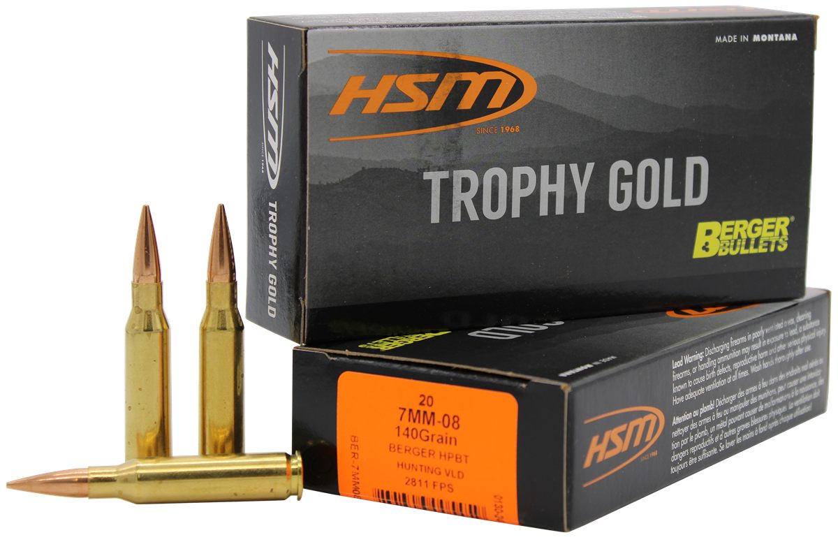 HSM 7MM08140VLD Trophy Gold Extended Range Rem 140 gr Berger Hunting VLD Ma